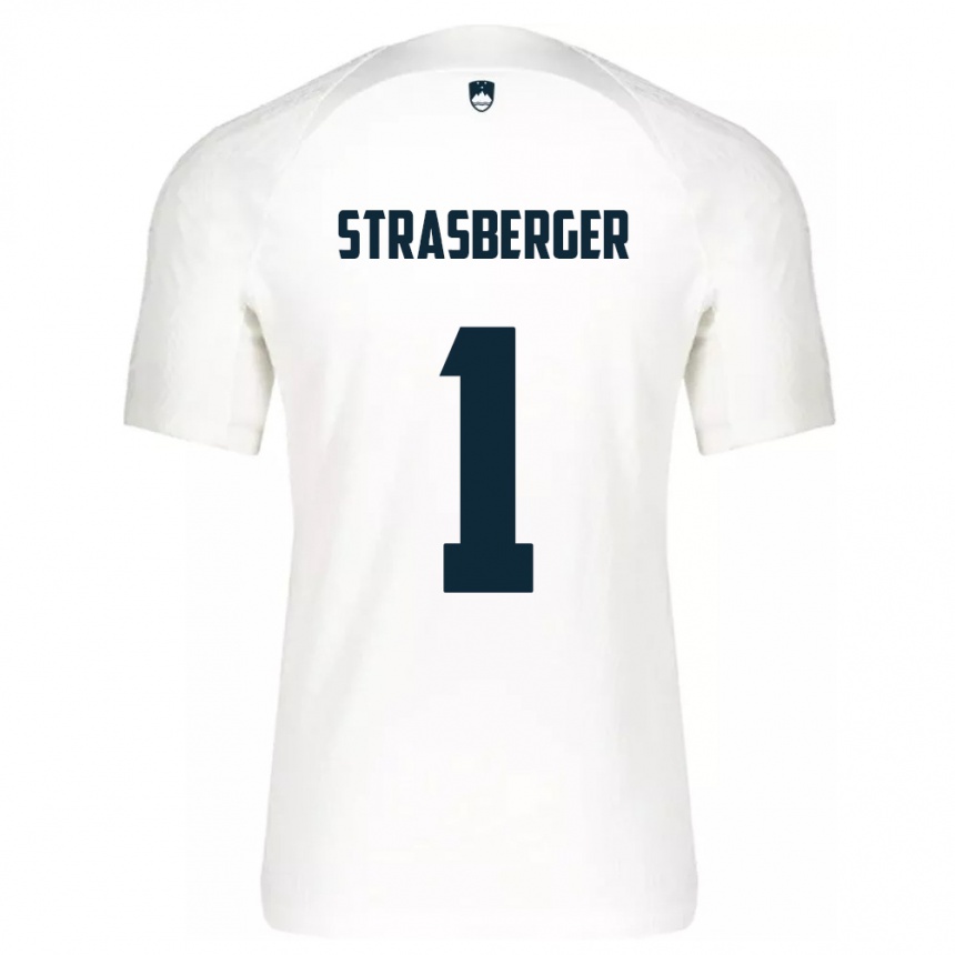 Kinder Fußball Slowenien Tim Strasberger #1 Weiß Heimtrikot Trikot 24-26 T-Shirt Luxemburg