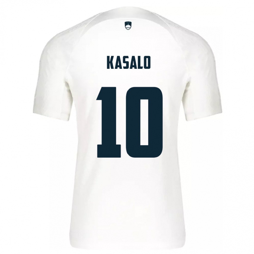 Kinder Fußball Slowenien Niko Kasalo #10 Weiß Heimtrikot Trikot 24-26 T-Shirt Luxemburg