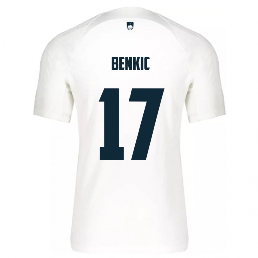 Kinder Fußball Slowenien Kevin Benkic #17 Weiß Heimtrikot Trikot 24-26 T-Shirt Luxemburg