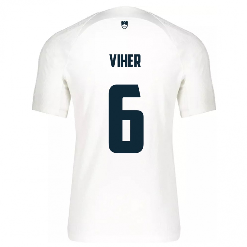 Kinder Fußball Slowenien Nejc Viher #6 Weiß Heimtrikot Trikot 24-26 T-Shirt Luxemburg