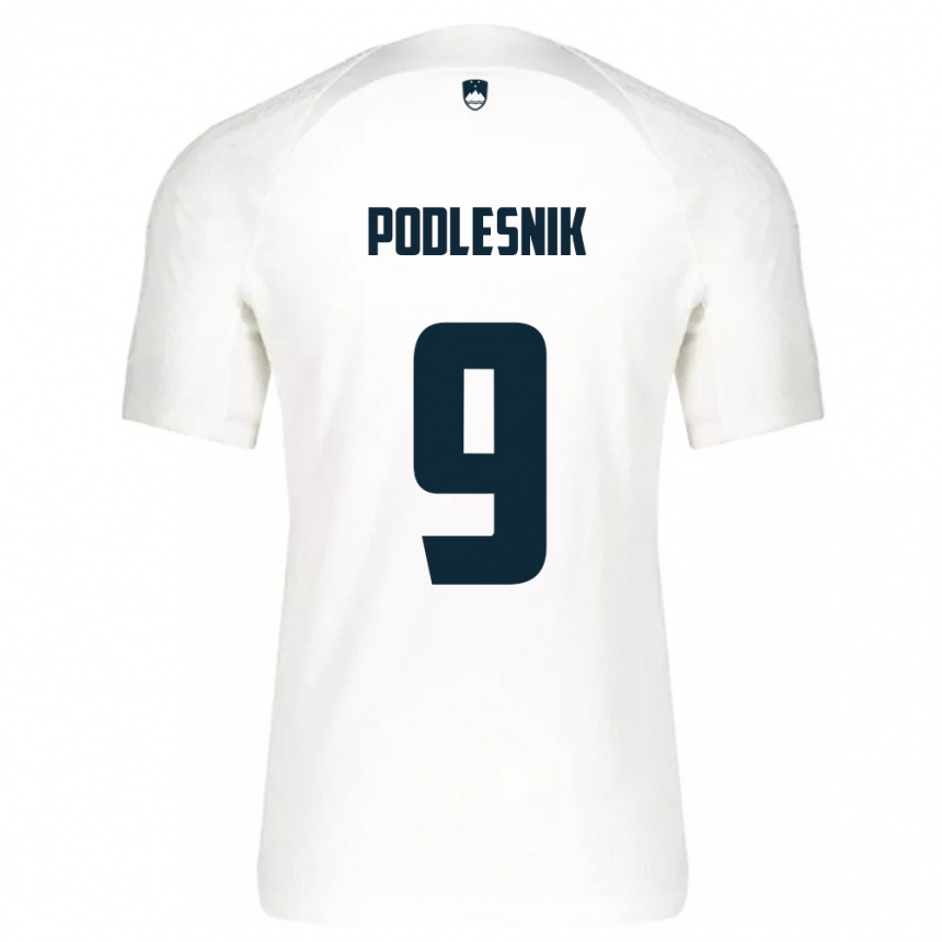 Kinder Fußball Slowenien Nik Podlesnik #9 Weiß Heimtrikot Trikot 24-26 T-Shirt Luxemburg