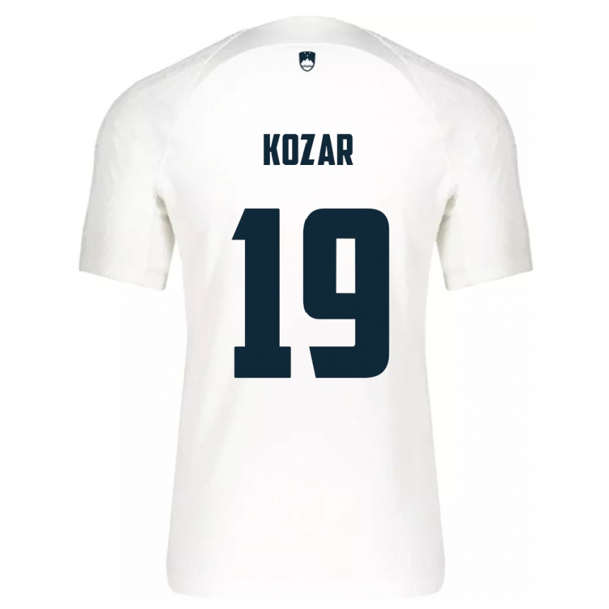 Kinder Fußball Slowenien Kristjan Kozar #19 Weiß Heimtrikot Trikot 24-26 T-Shirt Luxemburg