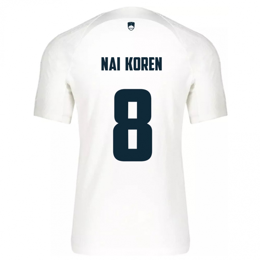 Kinder Fußball Slowenien Tian Nai Koren #8 Weiß Heimtrikot Trikot 24-26 T-Shirt Luxemburg