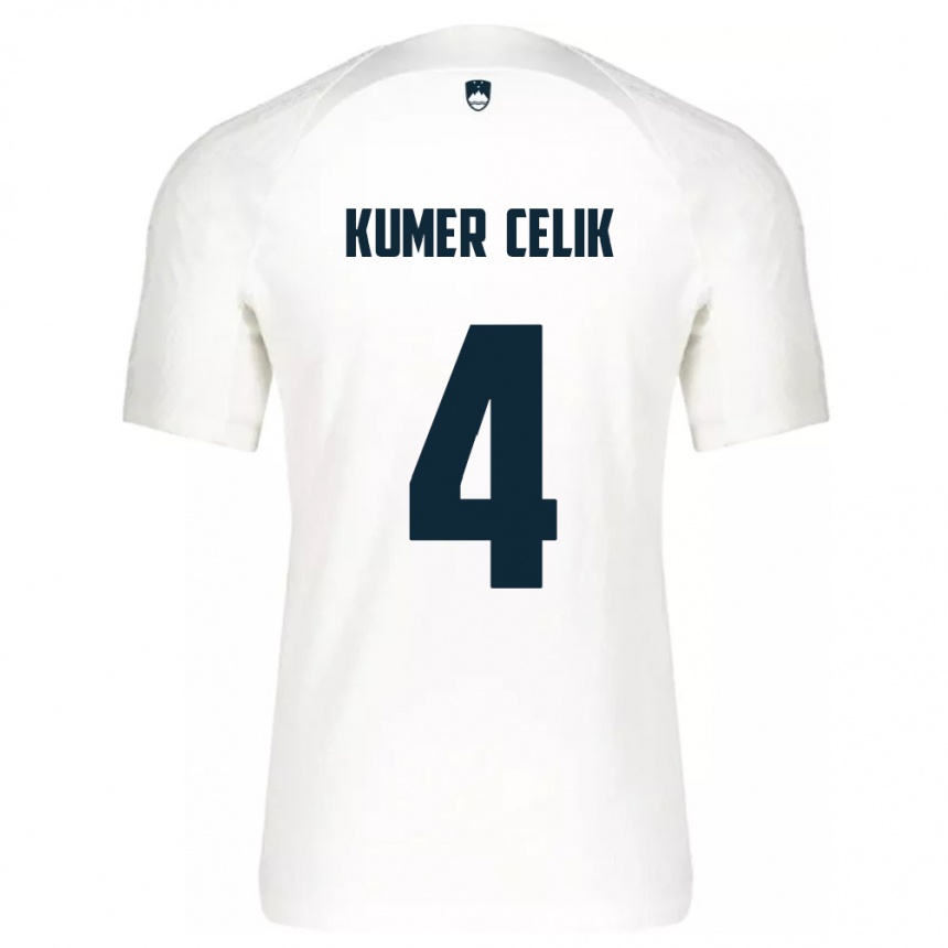 Kinder Fußball Slowenien An Kumer Celik #4 Weiß Heimtrikot Trikot 24-26 T-Shirt Luxemburg