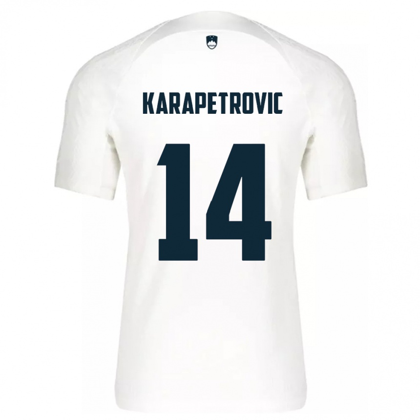 Kinder Fußball Slowenien Luka Karapetrovic #14 Weiß Heimtrikot Trikot 24-26 T-Shirt Luxemburg