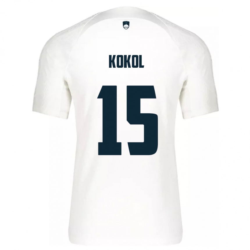 Kinder Fußball Slowenien Luka Kokol #15 Weiß Heimtrikot Trikot 24-26 T-Shirt Luxemburg