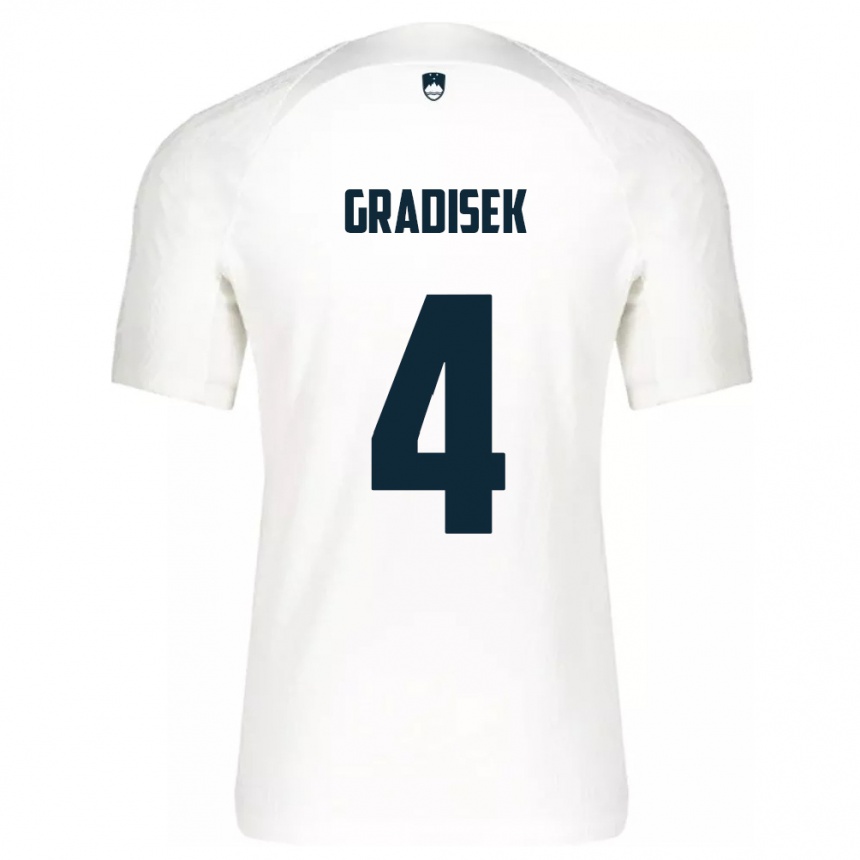 Kinder Fußball Slowenien Sara Gradišek #4 Weiß Heimtrikot Trikot 24-26 T-Shirt Luxemburg