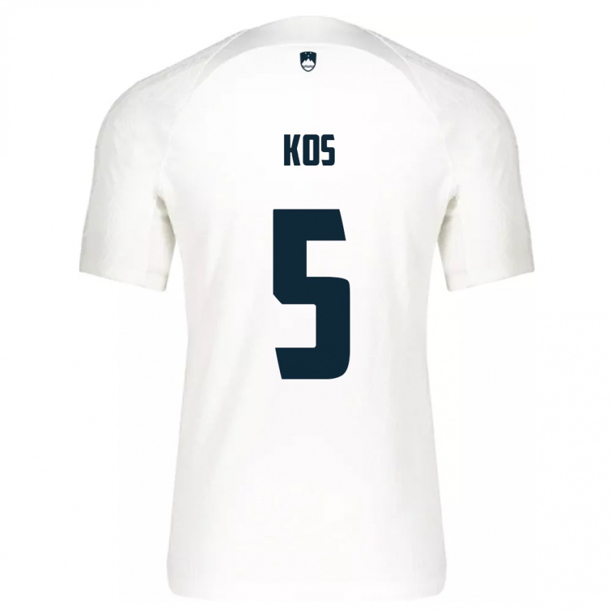 Kinder Fußball Slowenien Evelina Kos #5 Weiß Heimtrikot Trikot 24-26 T-Shirt Luxemburg