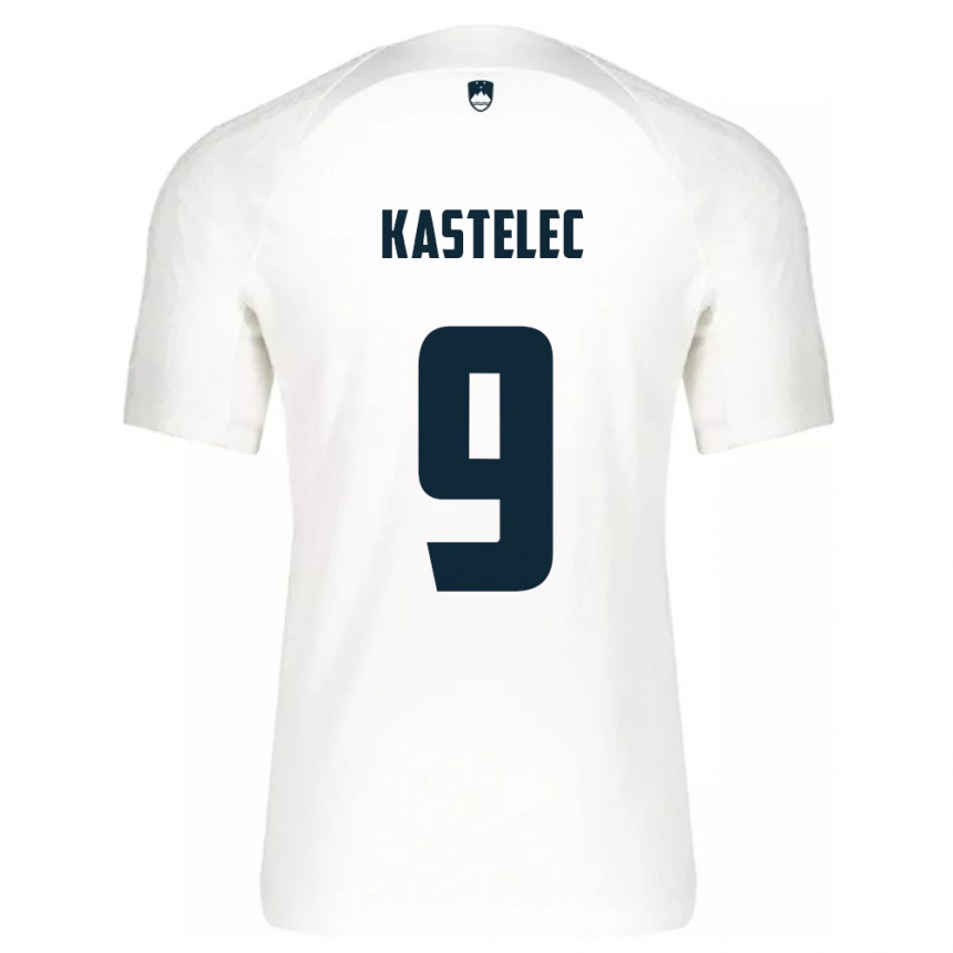 Kinder Fußball Slowenien Mirjam Kastelec #9 Weiß Heimtrikot Trikot 24-26 T-Shirt Luxemburg