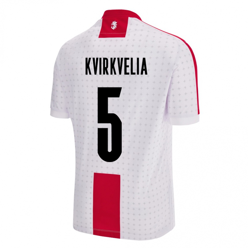 Kinder Fußball Georgien Solomon Kvirkvelia #5 Weiß Heimtrikot Trikot 24-26 T-Shirt Luxemburg