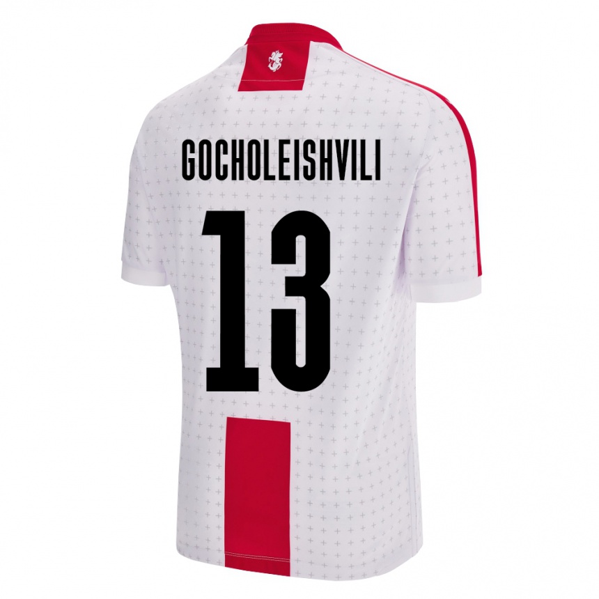 Kinder Fußball Georgien Giorgi Gocholeishvili #13 Weiß Heimtrikot Trikot 24-26 T-Shirt Luxemburg