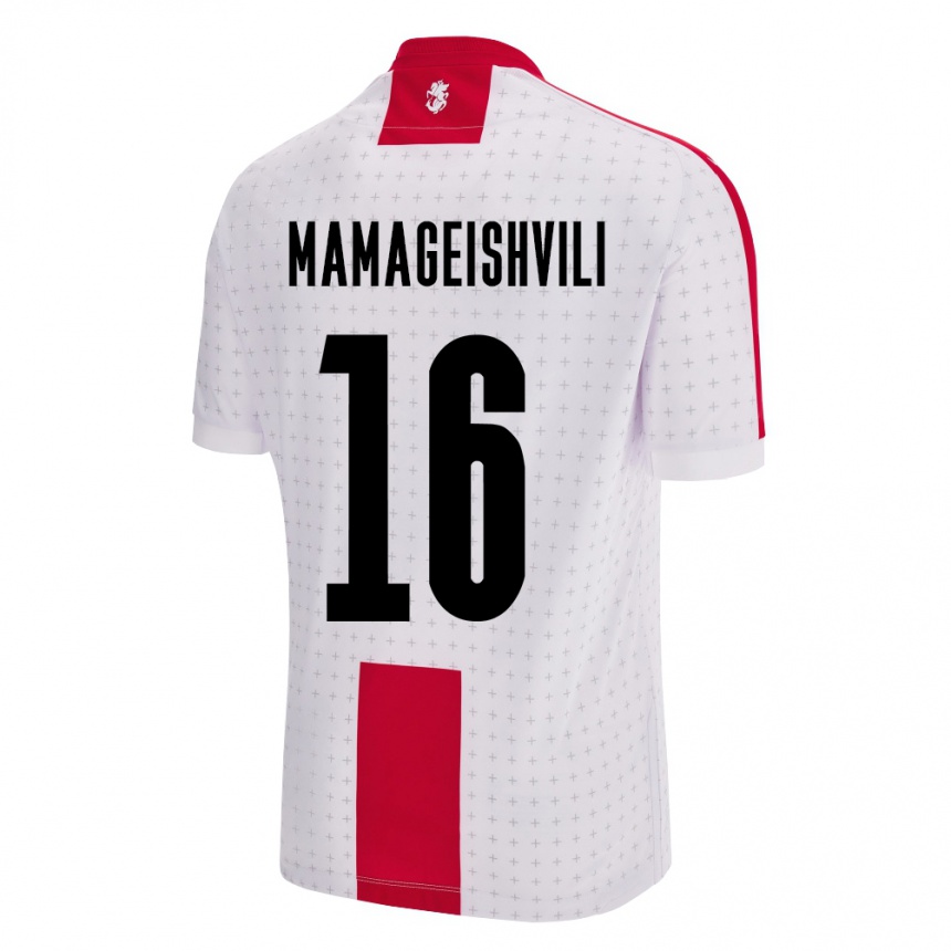 Kinder Fußball Georgien Gizo Mamageishvili #16 Weiß Heimtrikot Trikot 24-26 T-Shirt Luxemburg