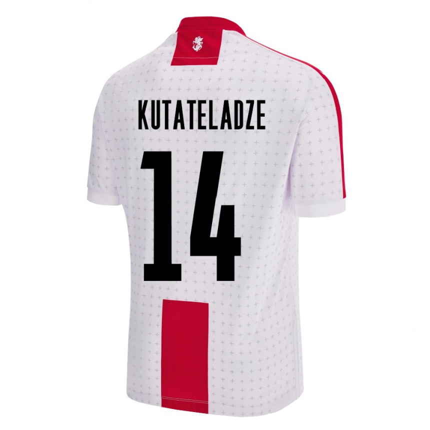 Kinder Fußball Georgien Alexandre Kutateladze #14 Weiß Heimtrikot Trikot 24-26 T-Shirt Luxemburg