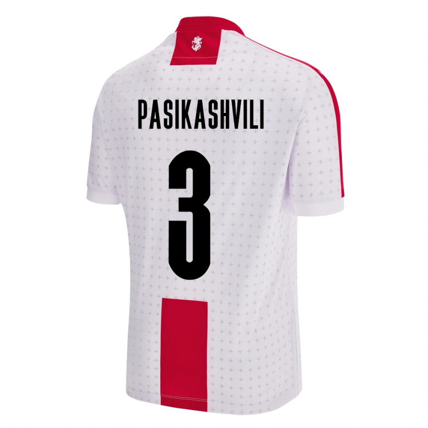 Kinder Fußball Georgien Nino Pasikashvili #3 Weiß Heimtrikot Trikot 24-26 T-Shirt Luxemburg