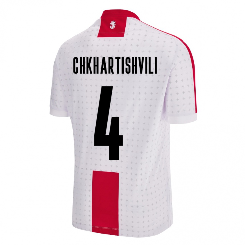 Kinder Fußball Georgien Nino Chkhartishvili #4 Weiß Heimtrikot Trikot 24-26 T-Shirt Luxemburg