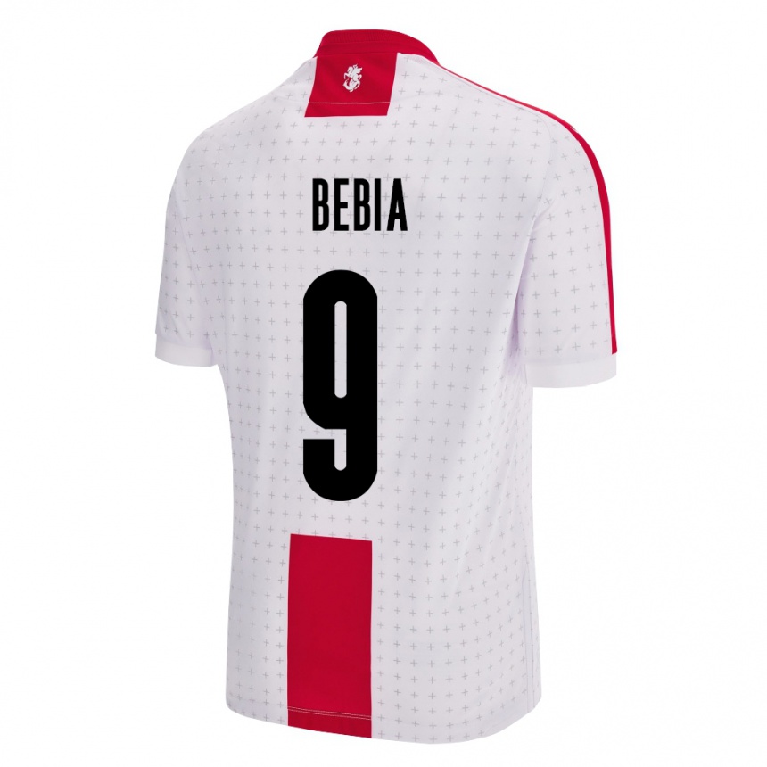 Kinder Fußball Georgien Maiko Bebia #9 Weiß Heimtrikot Trikot 24-26 T-Shirt Luxemburg