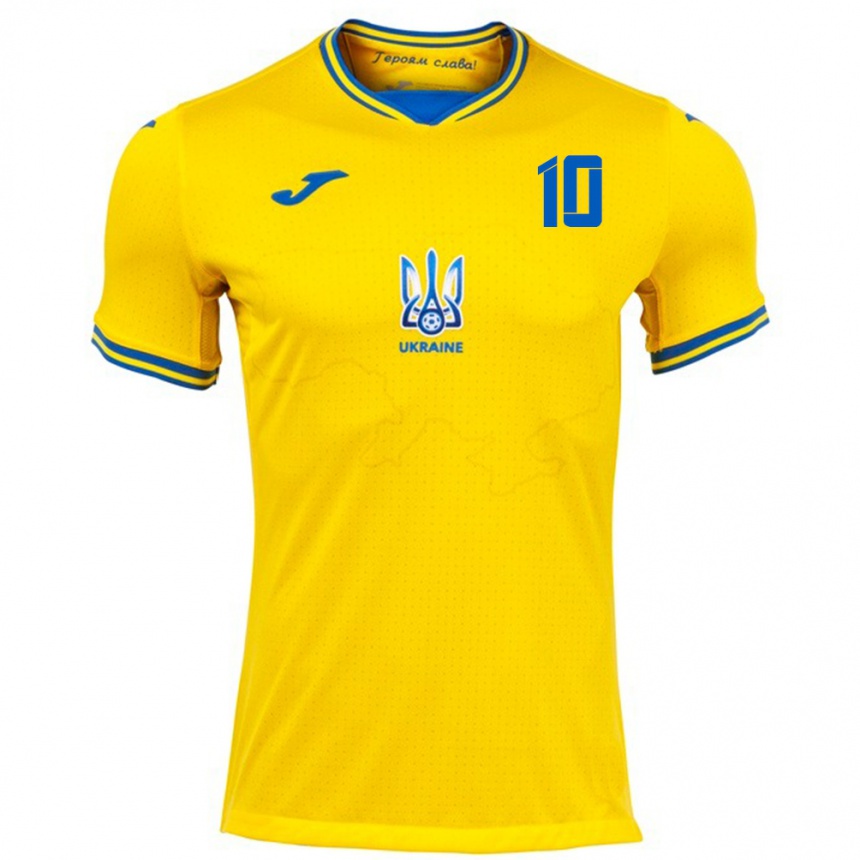 Kinder Fußball Ukraine Nazar Voloshyn #10 Gelb Heimtrikot Trikot 24-26 T-Shirt Luxemburg