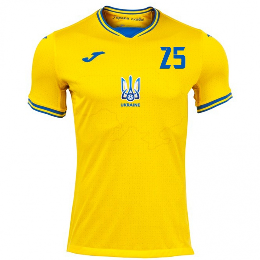 Kinder Fußball Ukraine Vladyslav Vanat #25 Gelb Heimtrikot Trikot 24-26 T-Shirt Luxemburg