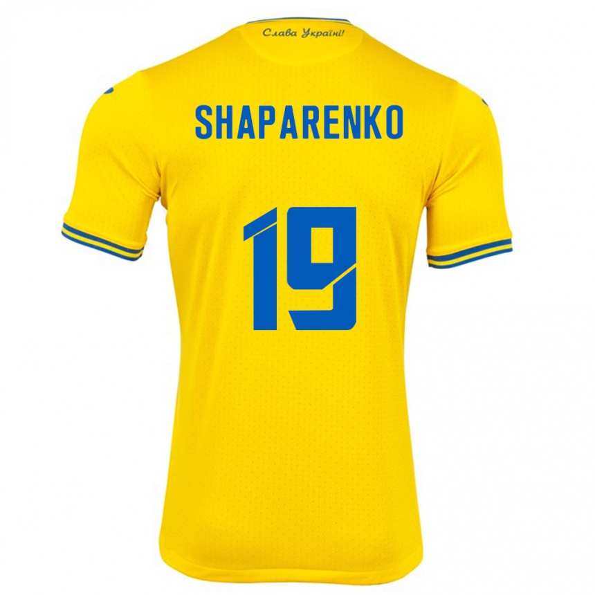 Kinder Fußball Ukraine Mykola Shaparenko #19 Gelb Heimtrikot Trikot 24-26 T-Shirt Luxemburg