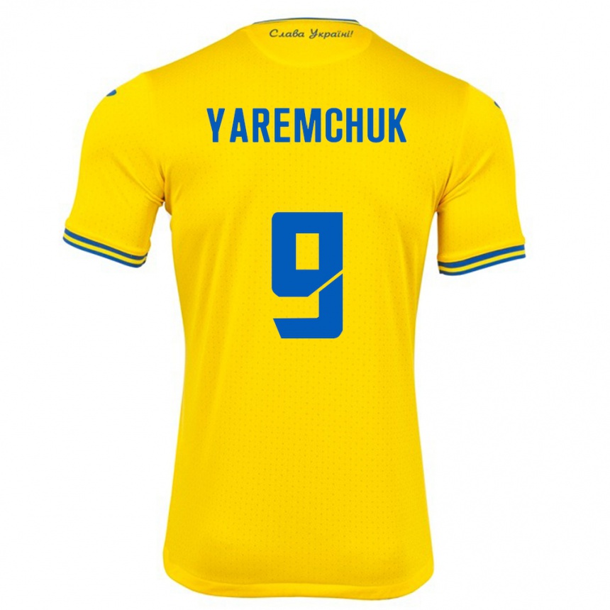 Kinder Fußball Ukraine Roman Yaremchuk #9 Gelb Heimtrikot Trikot 24-26 T-Shirt Luxemburg