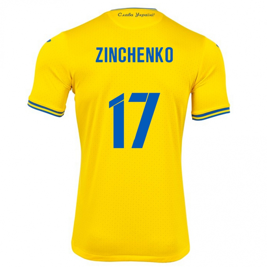 Kinder Fußball Ukraine Oleksandr Zinchenko #17 Gelb Heimtrikot Trikot 24-26 T-Shirt Luxemburg