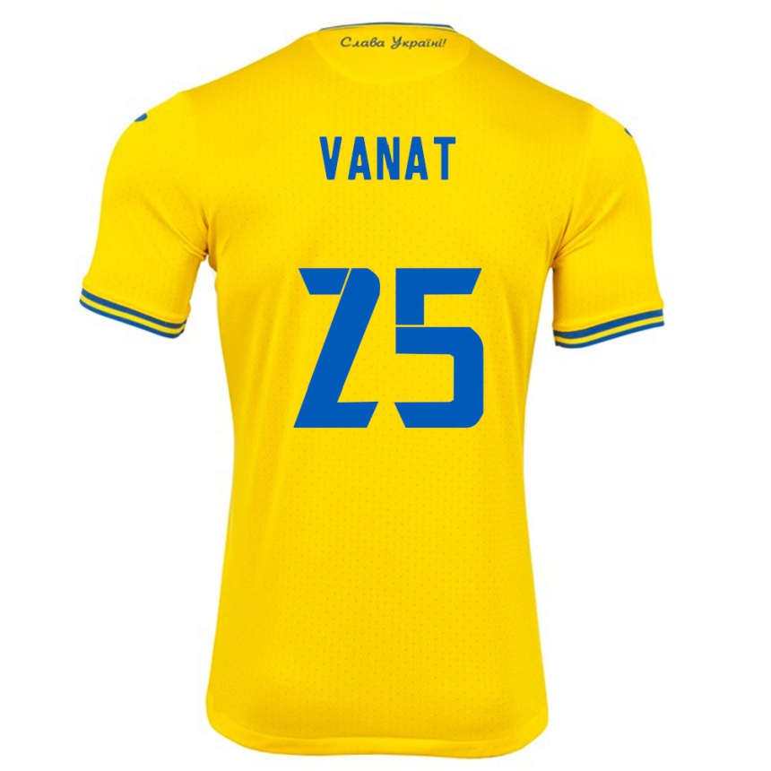 Kinder Fußball Ukraine Vladyslav Vanat #25 Gelb Heimtrikot Trikot 24-26 T-Shirt Luxemburg