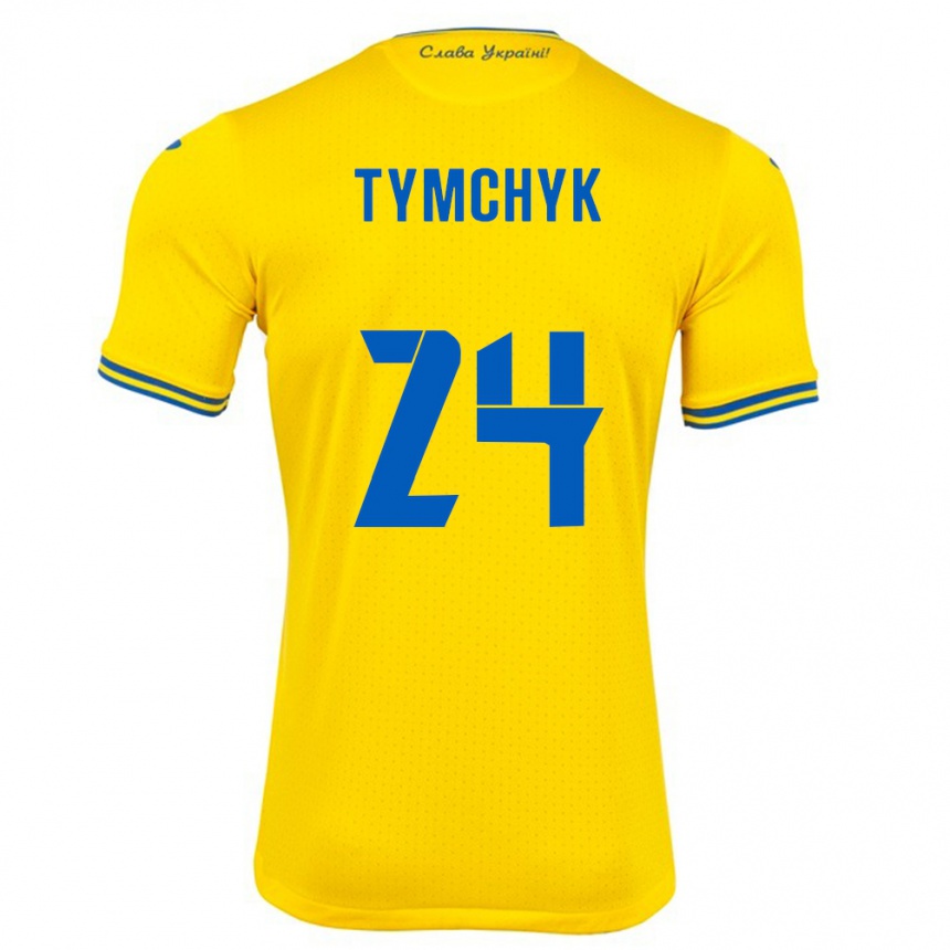 Kinder Fußball Ukraine Oleksandr Tymchyk #24 Gelb Heimtrikot Trikot 24-26 T-Shirt Luxemburg