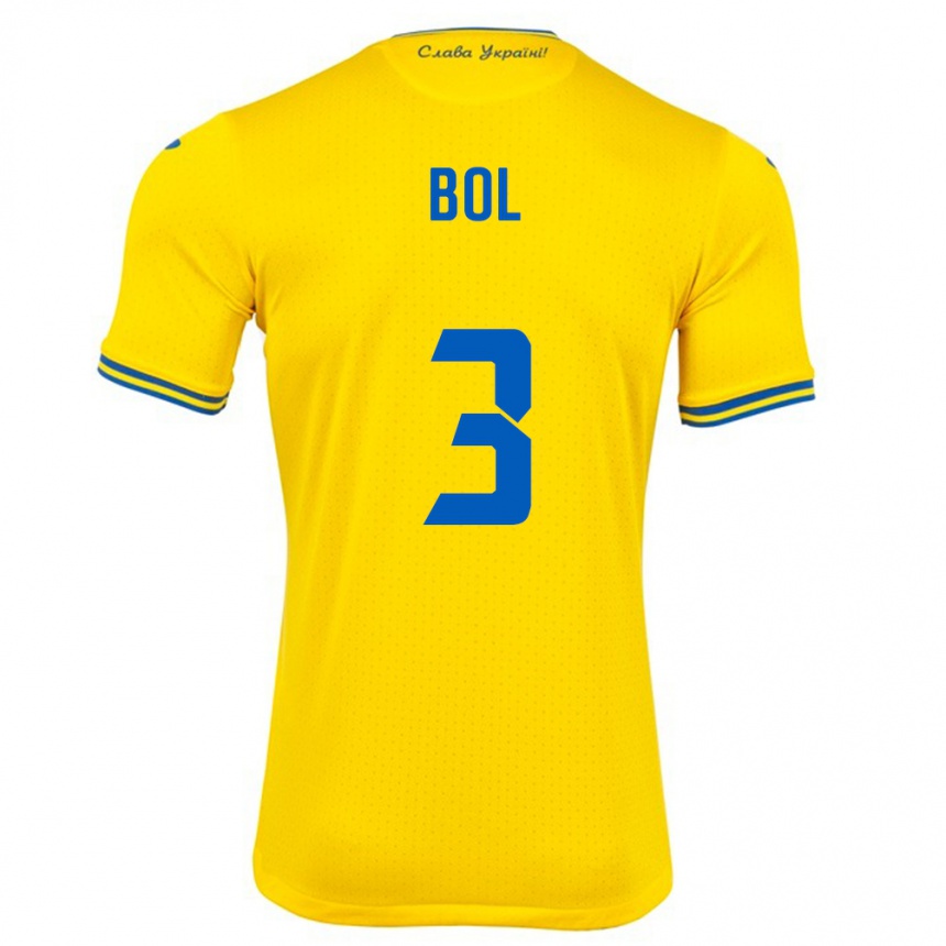 Kinder Fußball Ukraine Anton Bol #3 Gelb Heimtrikot Trikot 24-26 T-Shirt Luxemburg