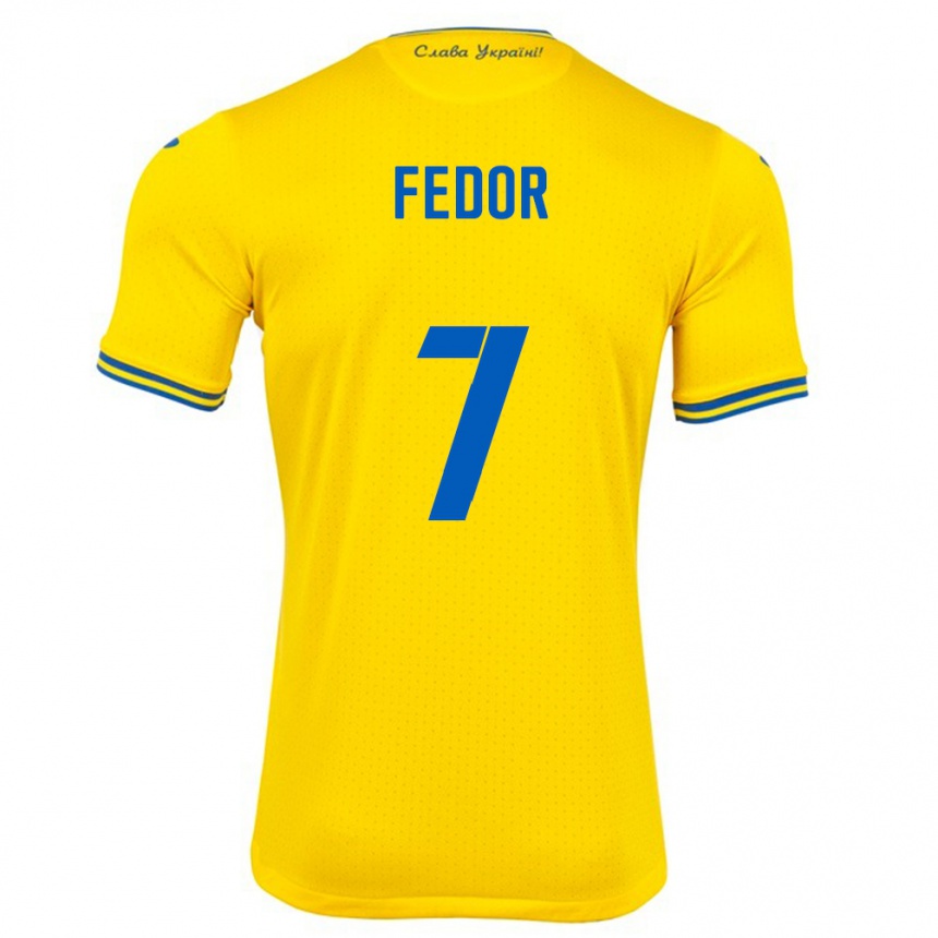 Kinder Fußball Ukraine Oleg Fedor #7 Gelb Heimtrikot Trikot 24-26 T-Shirt Luxemburg