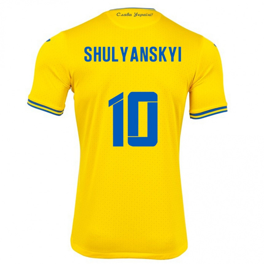 Kinder Fußball Ukraine Artem Shulyanskyi #10 Gelb Heimtrikot Trikot 24-26 T-Shirt Luxemburg