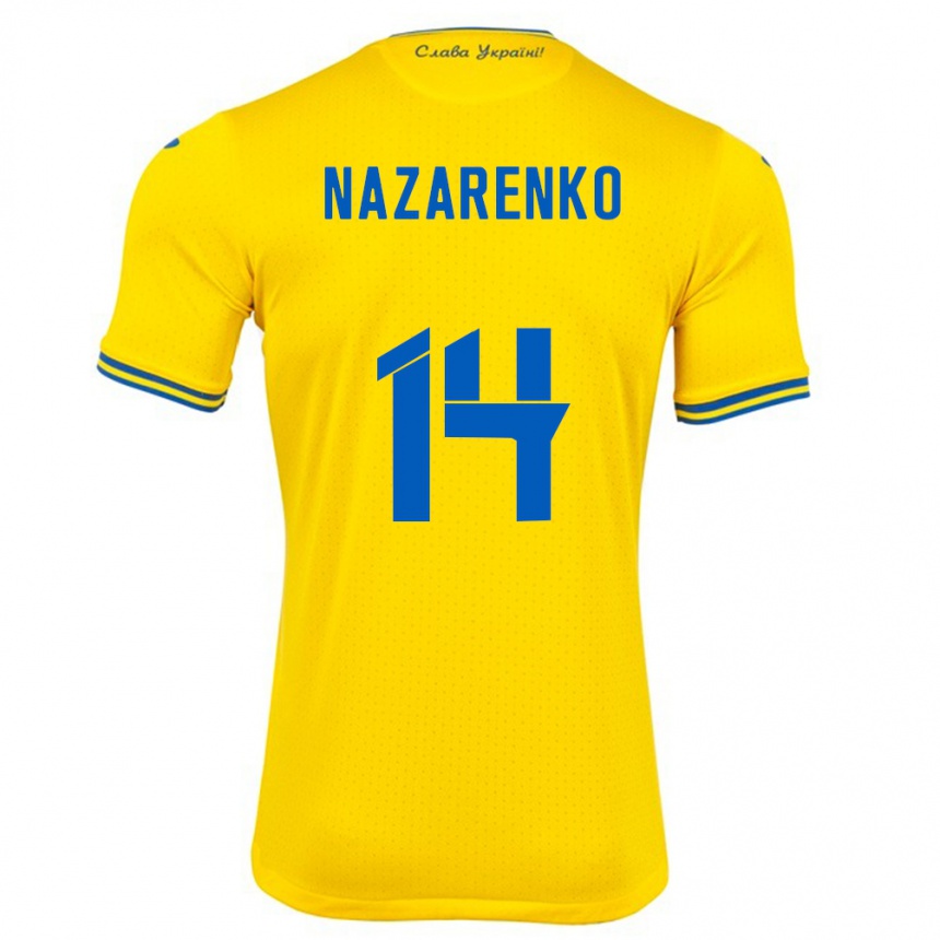 Kinder Fußball Ukraine Oleksandr Nazarenko #14 Gelb Heimtrikot Trikot 24-26 T-Shirt Luxemburg