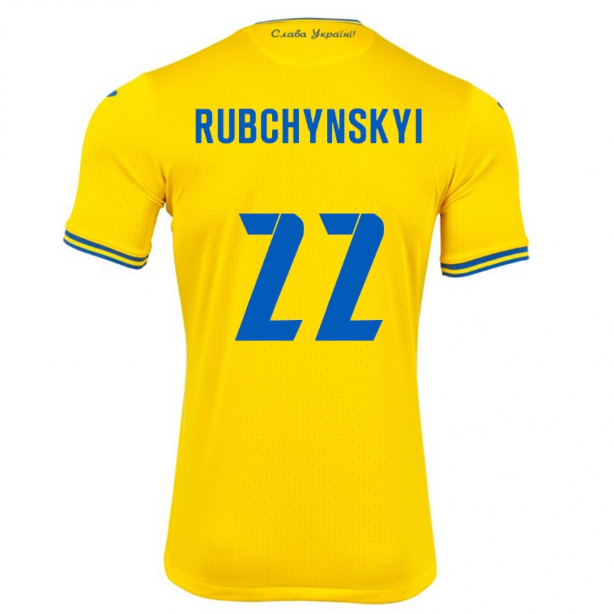 Kinder Fußball Ukraine Valentyn Rubchynskyi #22 Gelb Heimtrikot Trikot 24-26 T-Shirt Luxemburg