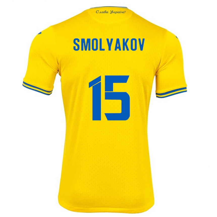 Kinder Fußball Ukraine Artem Smolyakov #15 Gelb Heimtrikot Trikot 24-26 T-Shirt Luxemburg