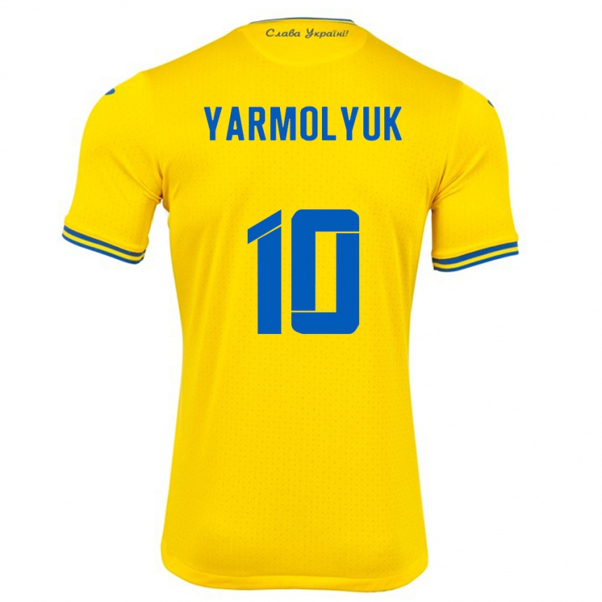 Kinder Fußball Ukraine Yegor Yarmolyuk #10 Gelb Heimtrikot Trikot 24-26 T-Shirt Luxemburg