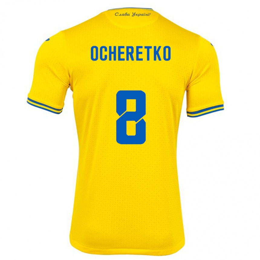 Kinder Fußball Ukraine Oleg Ocheretko #8 Gelb Heimtrikot Trikot 24-26 T-Shirt Luxemburg