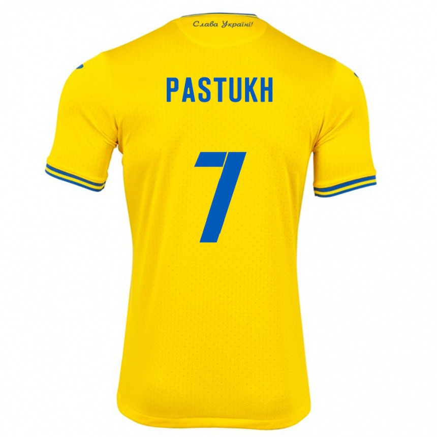 Kinder Fußball Ukraine Yevgeniy Pastukh #7 Gelb Heimtrikot Trikot 24-26 T-Shirt Luxemburg