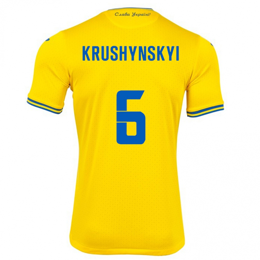 Kinder Fußball Ukraine Borys Krushynskyi #6 Gelb Heimtrikot Trikot 24-26 T-Shirt Luxemburg