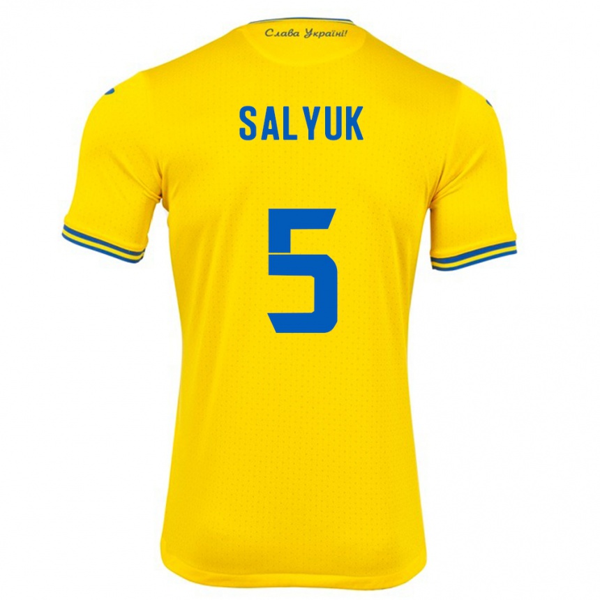 Kinder Fußball Ukraine Volodymyr Salyuk #5 Gelb Heimtrikot Trikot 24-26 T-Shirt Luxemburg