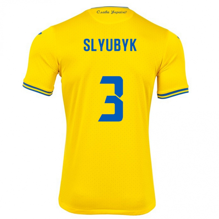 Kinder Fußball Ukraine Bogdan Slyubyk #3 Gelb Heimtrikot Trikot 24-26 T-Shirt Luxemburg