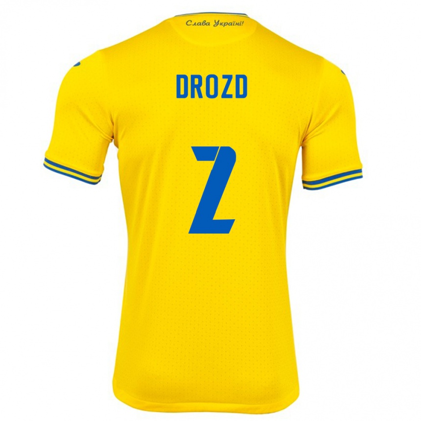 Kinder Fußball Ukraine Anton Drozd #2 Gelb Heimtrikot Trikot 24-26 T-Shirt Luxemburg