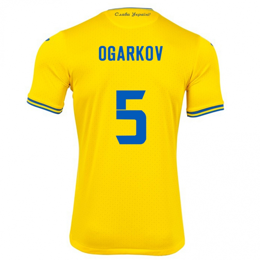 Kinder Fußball Ukraine Mykola Ogarkov #5 Gelb Heimtrikot Trikot 24-26 T-Shirt Luxemburg