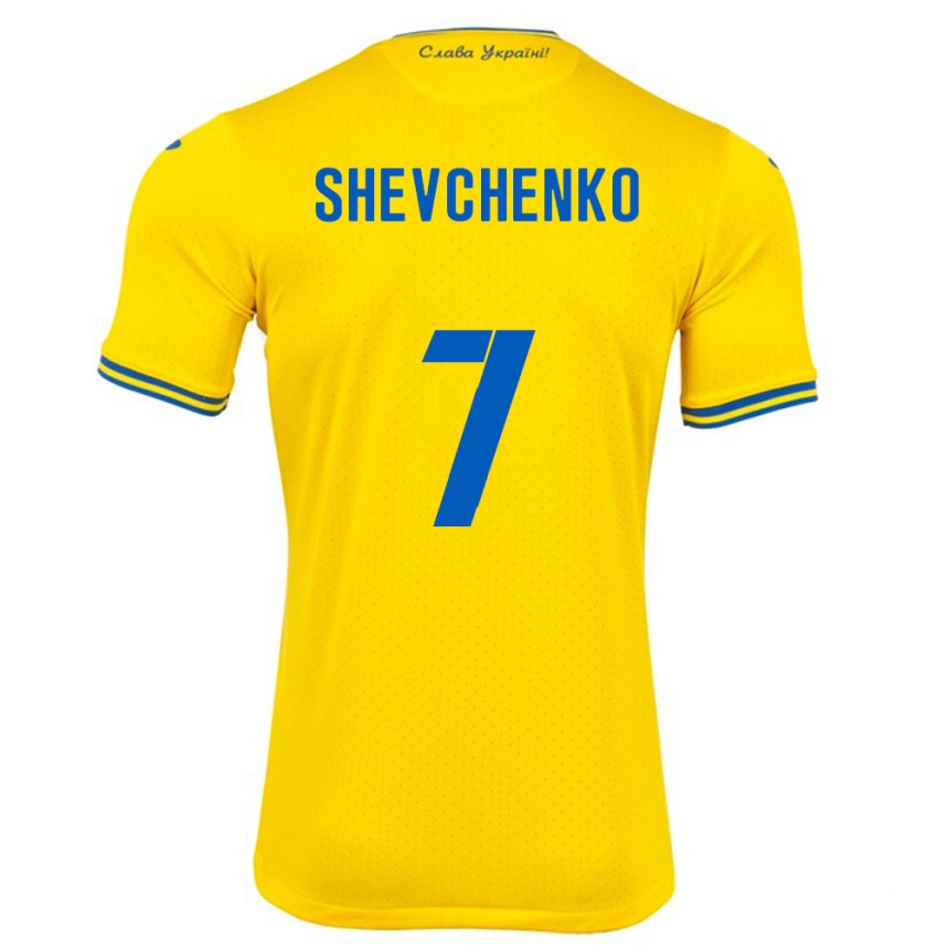 Kinder Fußball Ukraine Kristian Shevchenko #7 Gelb Heimtrikot Trikot 24-26 T-Shirt Luxemburg