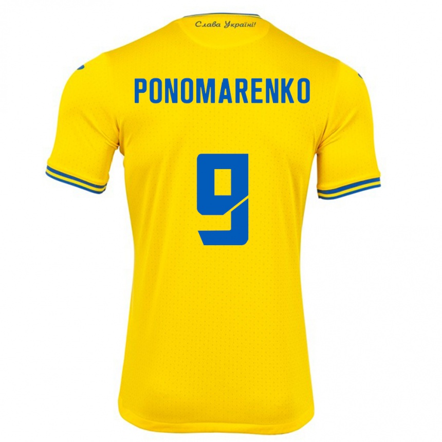 Kinder Fußball Ukraine Matviy Ponomarenko #9 Gelb Heimtrikot Trikot 24-26 T-Shirt Luxemburg