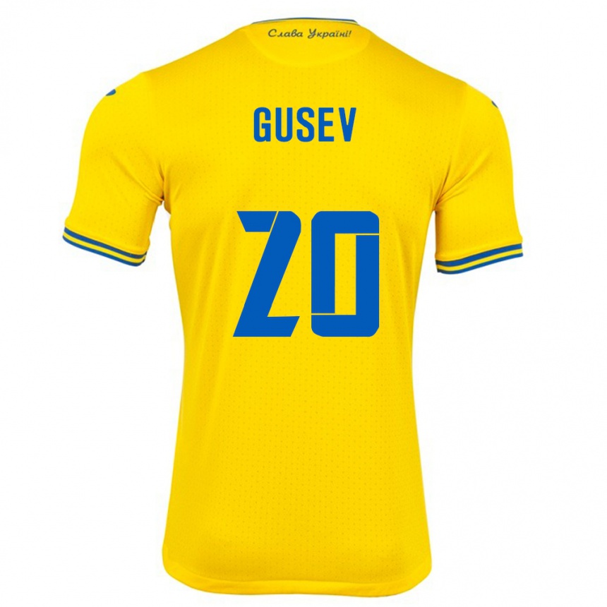 Kinder Fußball Ukraine Oleksiy Gusev #20 Gelb Heimtrikot Trikot 24-26 T-Shirt Luxemburg