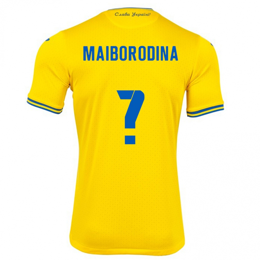 Kinder Fußball Ukraine Iryna Maiborodina #0 Gelb Heimtrikot Trikot 24-26 T-Shirt Luxemburg