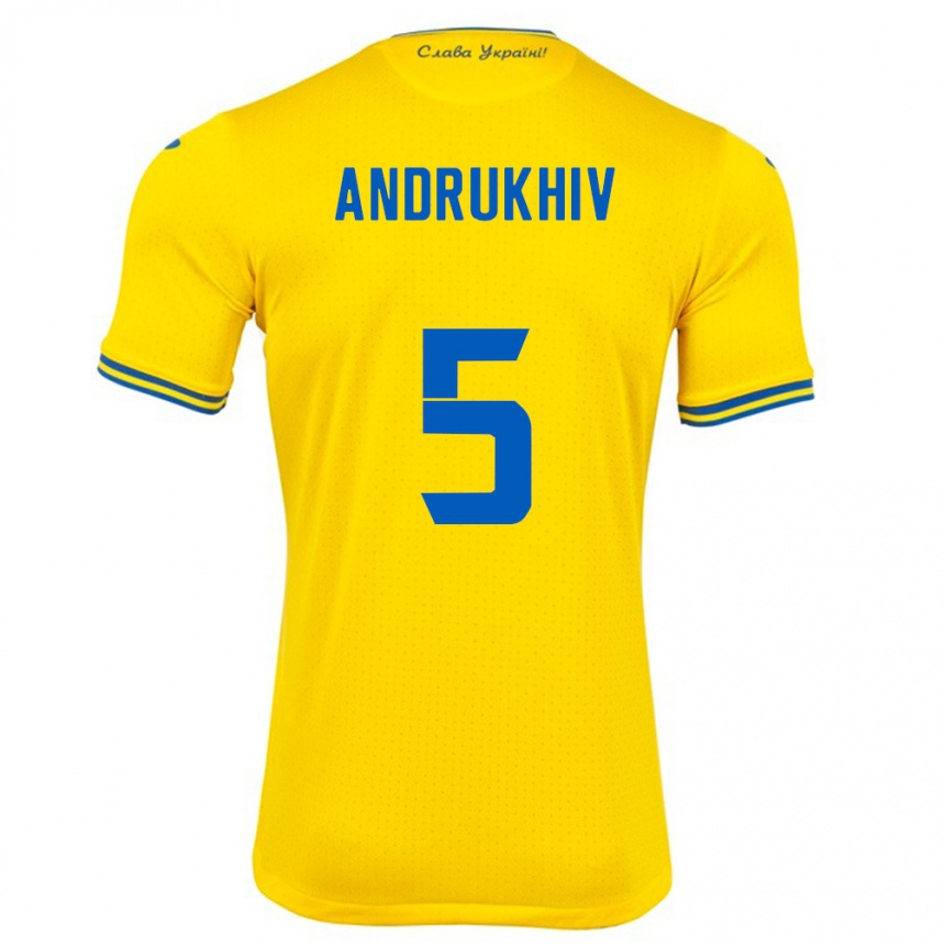 Kinder Fußball Ukraine Veronika Andrukhiv #5 Gelb Heimtrikot Trikot 24-26 T-Shirt Luxemburg