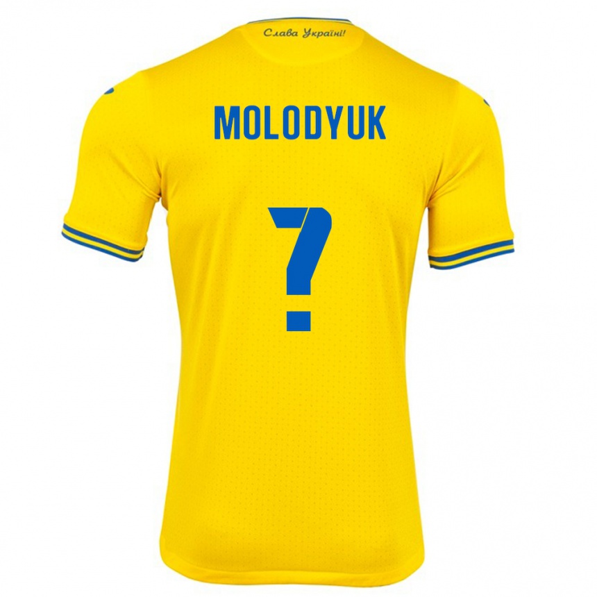 Kinder Fußball Ukraine Yelyzaveta Molodyuk #0 Gelb Heimtrikot Trikot 24-26 T-Shirt Luxemburg