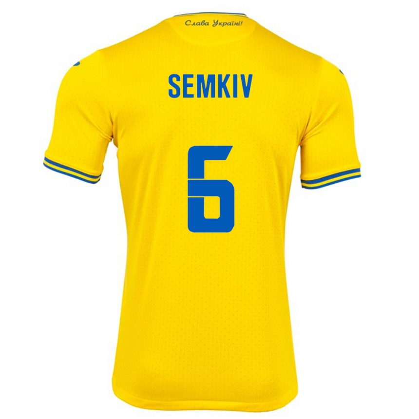 Kinder Fußball Ukraine Dayana Semkiv #6 Gelb Heimtrikot Trikot 24-26 T-Shirt Luxemburg