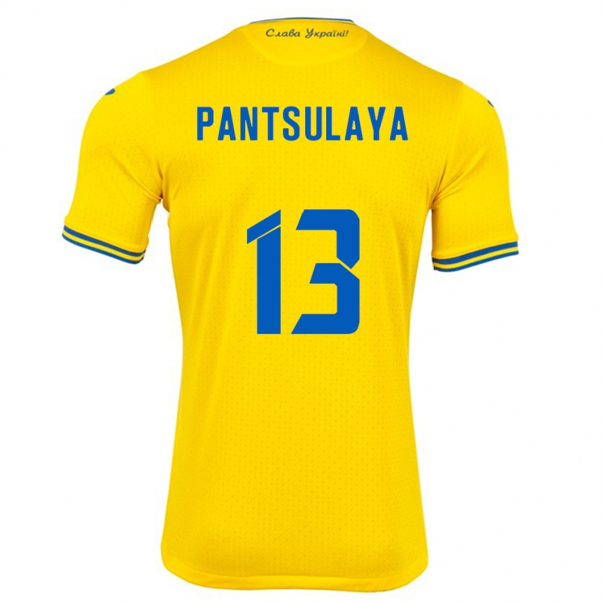 Kinder Fußball Ukraine Natiya Pantsulaya #13 Gelb Heimtrikot Trikot 24-26 T-Shirt Luxemburg