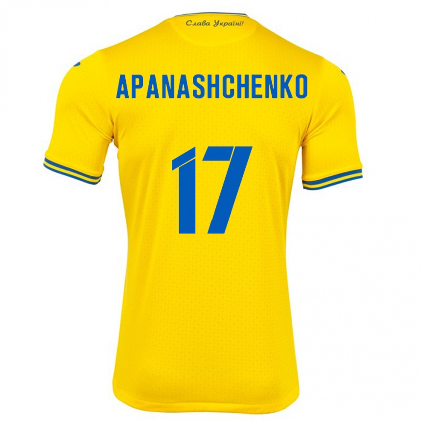 Kinder Fußball Ukraine Daryna Apanashchenko #17 Gelb Heimtrikot Trikot 24-26 T-Shirt Luxemburg